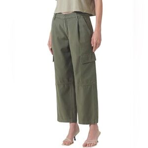 AGOLDE JERICHO CARGO PANTS FATIGUE Wide Leg Cargo Front Pleats & pockets sz 34